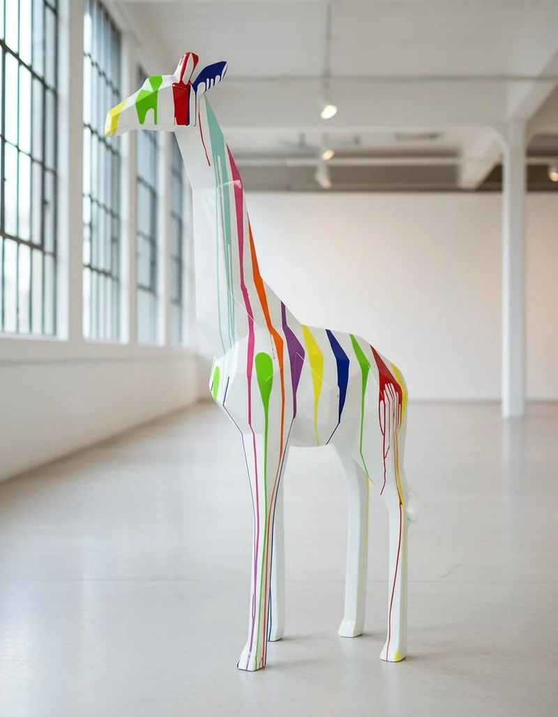 Casa Padrino Luxus Deko Skulptur Giraffe Facettierter Trash H. 200 cm - Riesige Gartenskulptur - Lebensgroße Skulptur - XXL Deko Skulptur - XXL Deko Figur