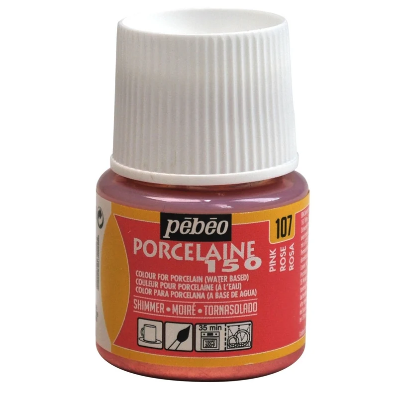 Pebeo - Porcelaine 150 Gloss Paint - Shimmer Pink - 45ml
