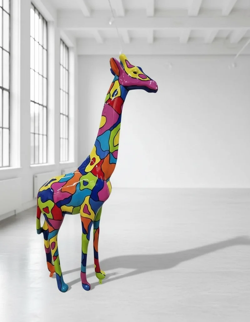 Casa Padrino Luxus Deko Skulptur Giraffe Mosaik H. 210 cm - Riesige Gartenskulptur - Lebensgroße Skulptur - XXL Deko Skulptur - XXL Deko Figur