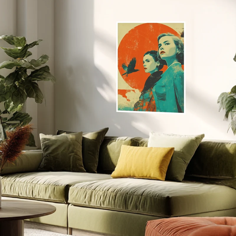 Zwei Frauen mit Rabe Poster