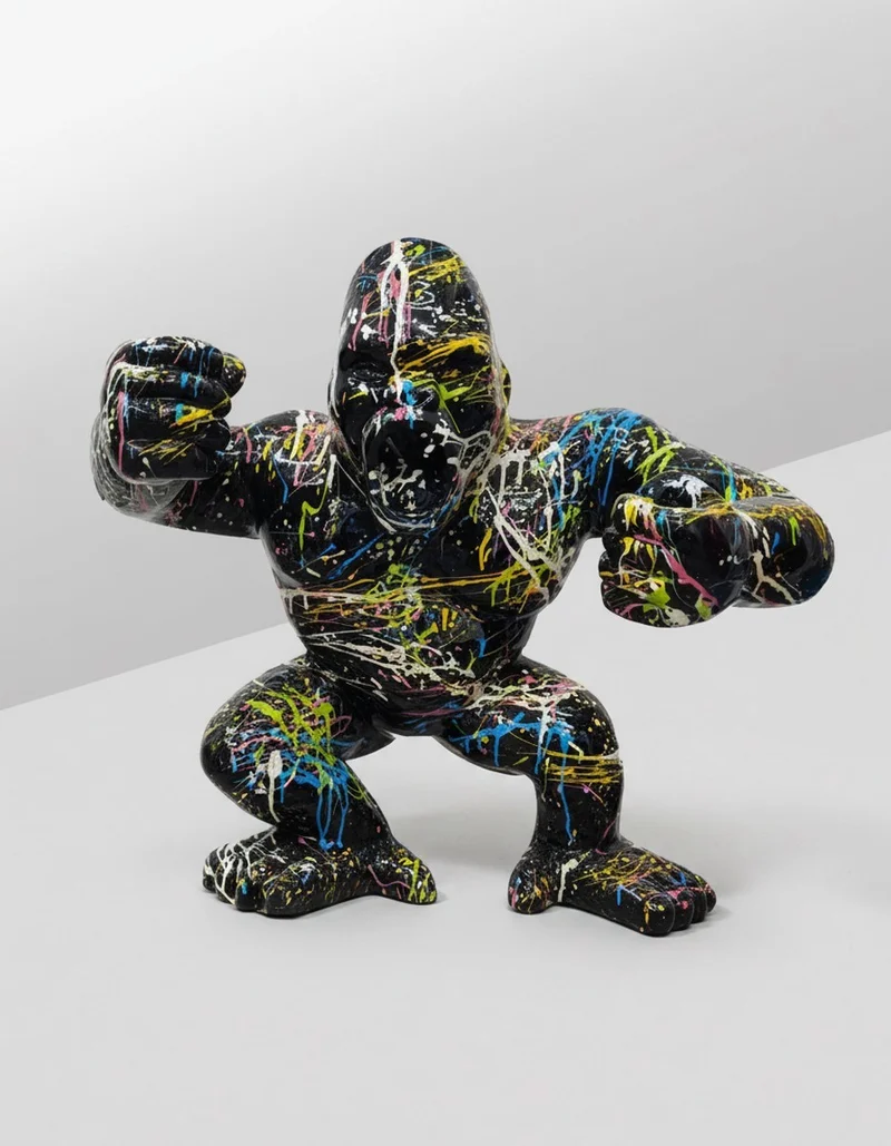 Casa Padrino Luxus Deko Skulptur Affe Kong Wütende Gorilla Splash H. 102 cm - Riesige Gartenskulptur - Lebensgroße Skulptur - XXL Deko Skulptur - XXL Deko Figur
