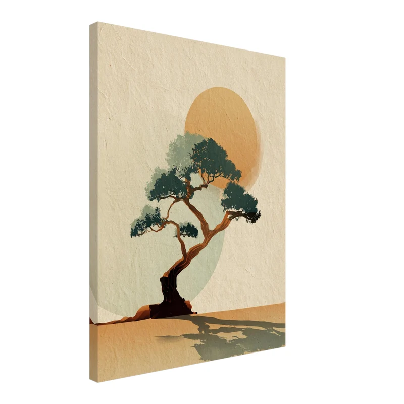 Bonsai Baum mit Sonne Leinwandbild