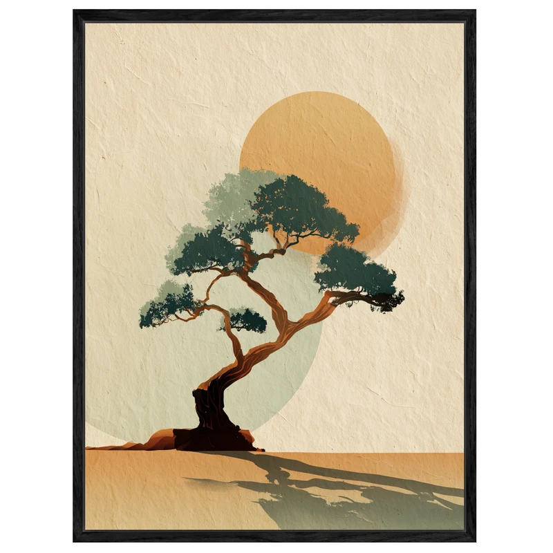 Bonsai Baum mit Sonne Leinwandbild