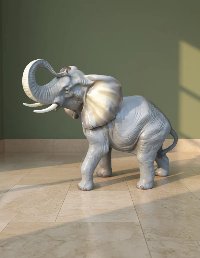 Casa Padrino Luxus Deko Skulptur Elefant Realistisch H. 44 cm - Deko Skulptur - Deko Figur - Tierfigur - Gartendeko