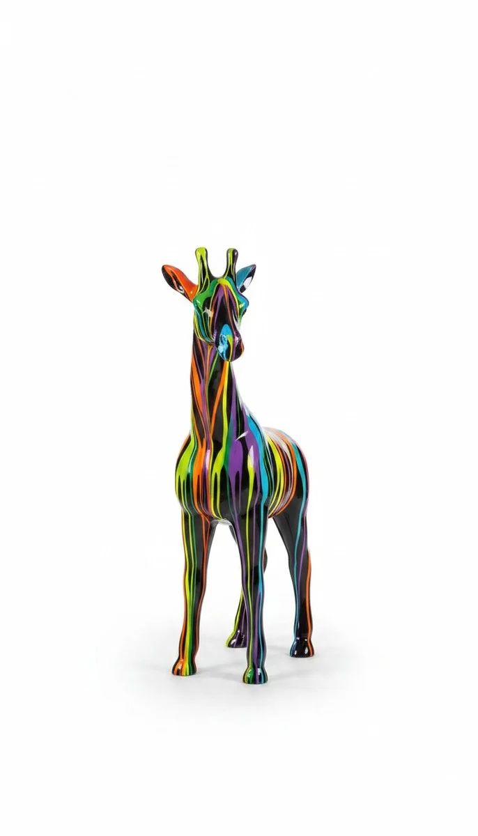 Casa Padrino Luxus Deko Skulptur Giraffe Trash H. 115 cm - Riesige Gartenskulptur - Lebensgroße Skulptur - XXL Deko Skulptur - XXL Deko Figur