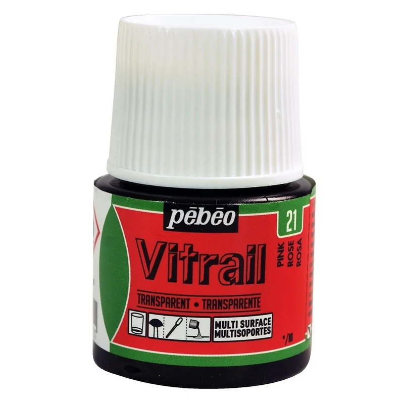 Pebeo - Vitrail - Glass & Tile Paint - Transparent - Pink - 45ml