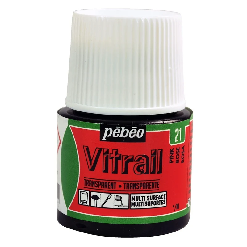 Pebeo - Vitrail - Glass & Tile Paint - Transparent - Pink - 45ml