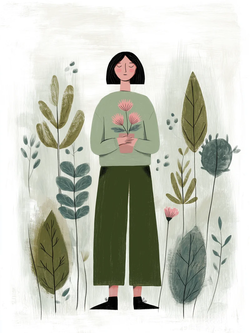Frau grün Blume Poster