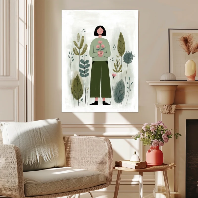 Frau grün Blume Poster