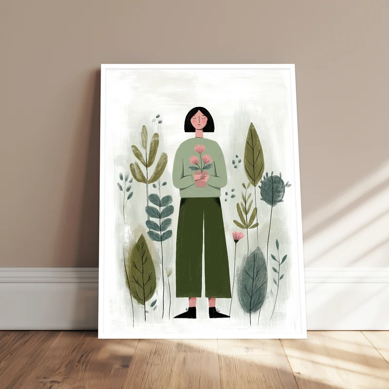 Frau grün Blume Poster