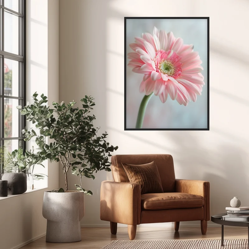 Rosa Gerbera Nahaufnahme Poster