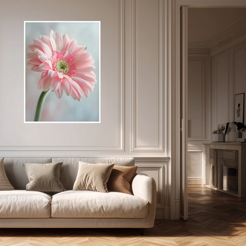 Rosa Gerbera Nahaufnahme Poster