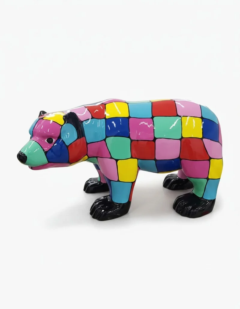 Casa Padrino Luxus Deko Skulptur Bär Multicolored SPOT H. 60 cm - Deko Skulptur - Deko Figur - Tierfigur - Gartendeko