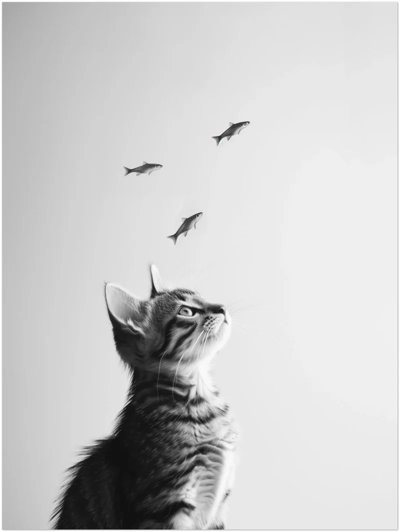 Katze Fische Leinwand