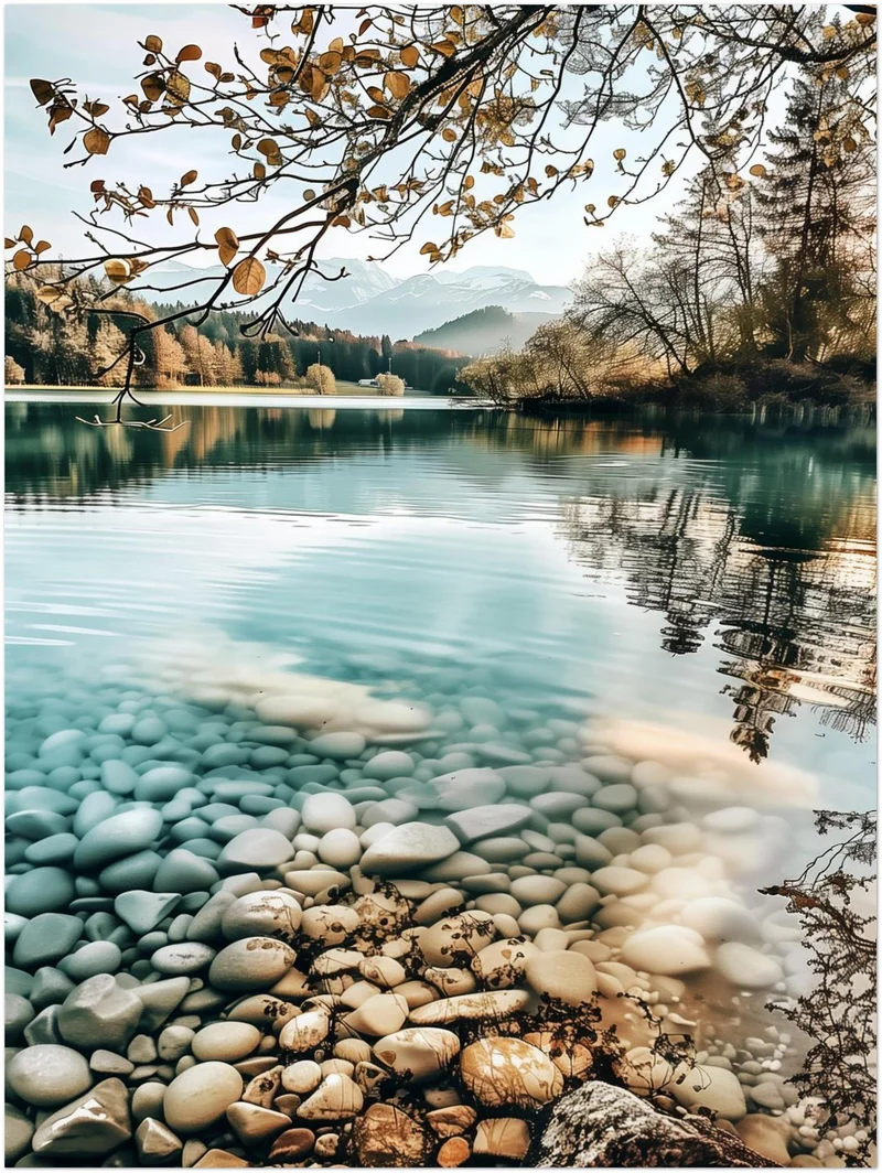 Bergsee im Herbst Leinwand