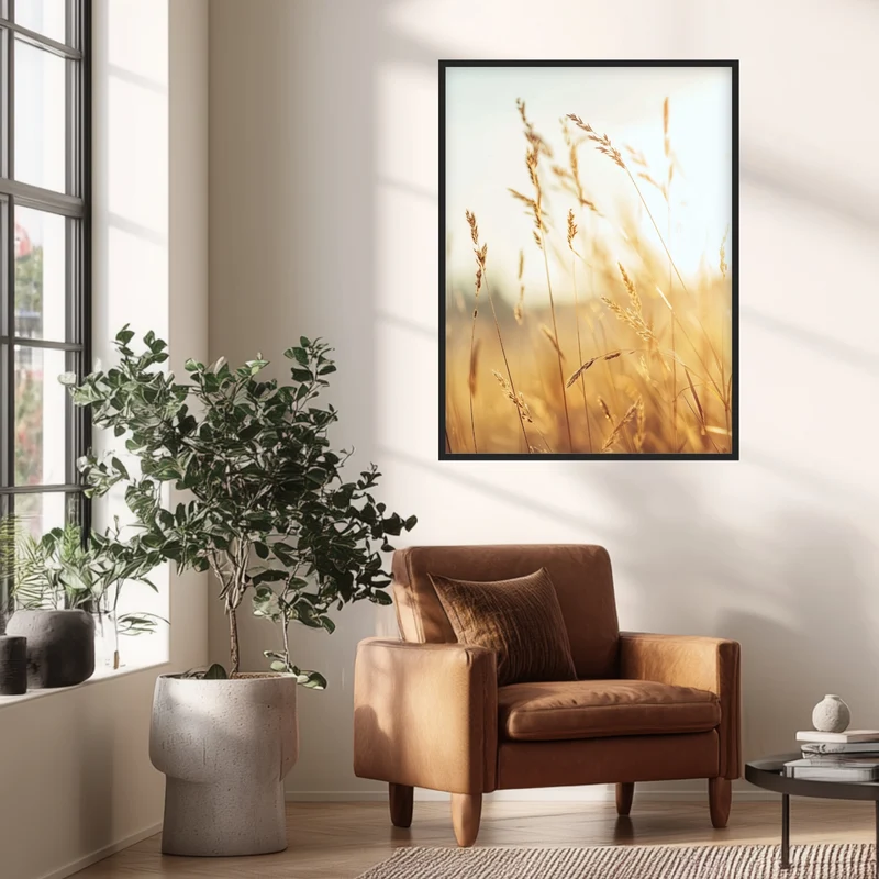 Goldene Gräser im Sonnenlicht Poster