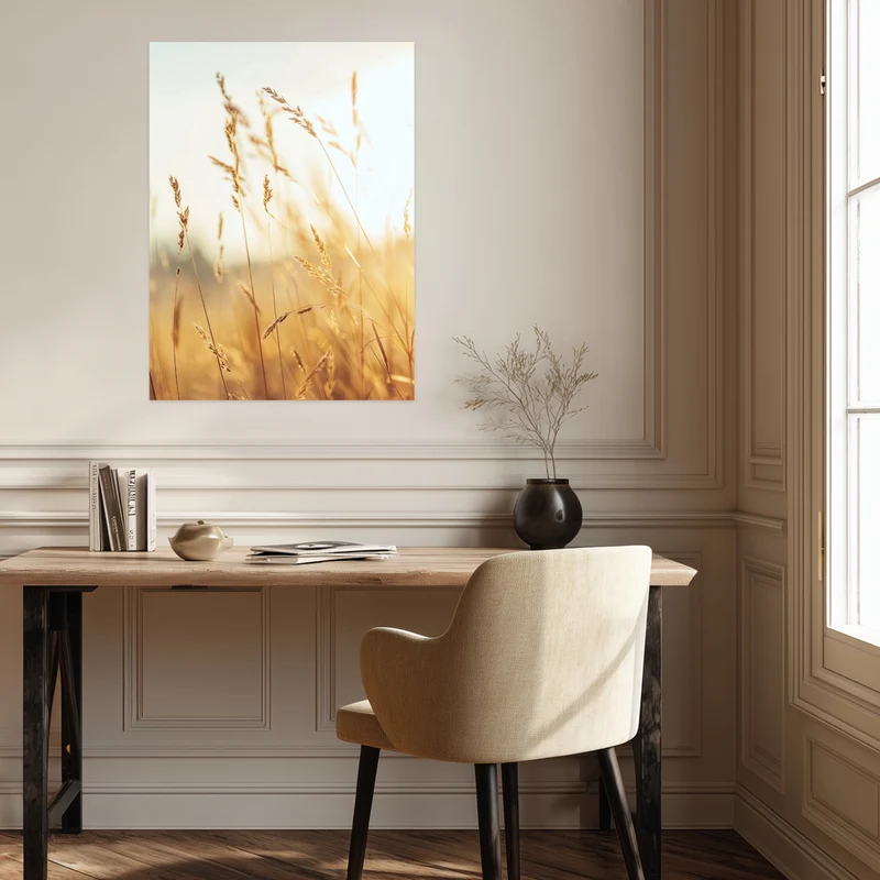 Goldene Gräser im Sonnenlicht Poster