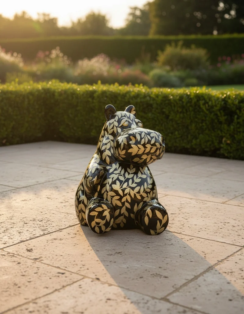 Casa Padrino Luxus Deko Skulptur Nilpferd Sitzend Hindi H. 95 cm - Deko Skulptur - Deko Figur - Tierfigur - Gartendeko