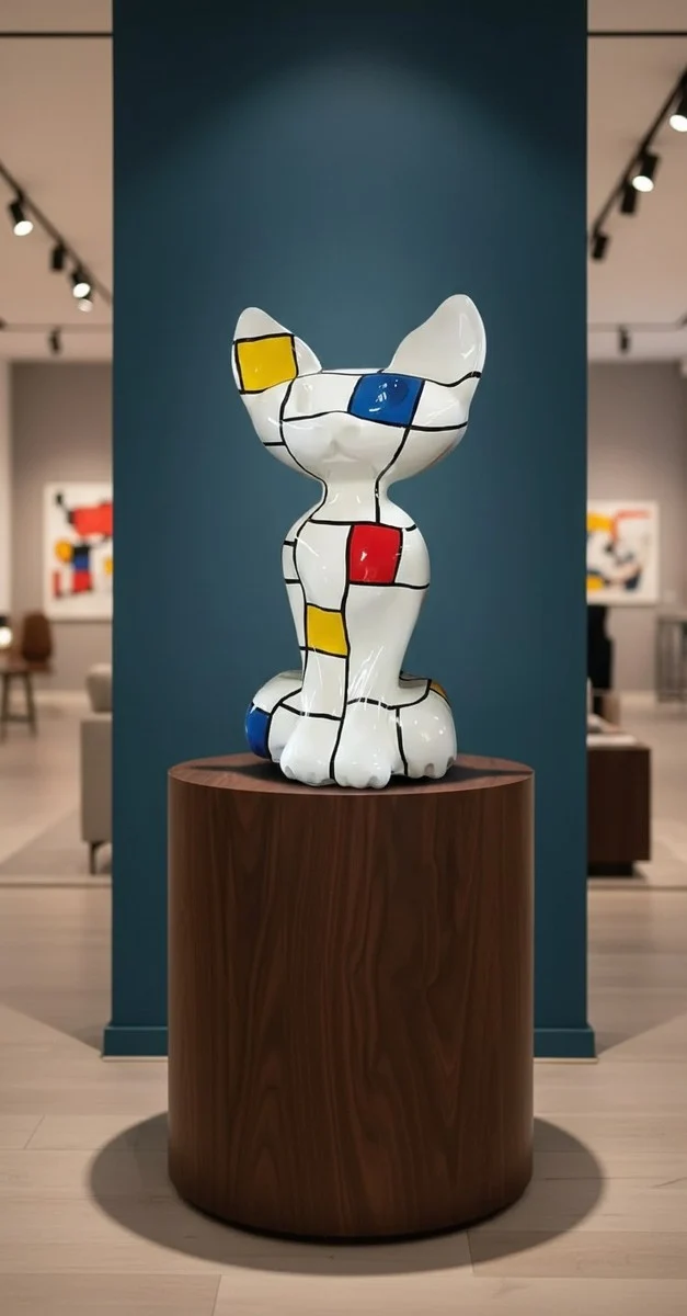 Casa Padrino Luxus Deko Skulptur Katze Große Ägyptische Mondrian H. 130 cm - Riesige Gartenskulptur - Lebensgroße Skulptur - XXL Deko Skulptur - XXL Deko Figur