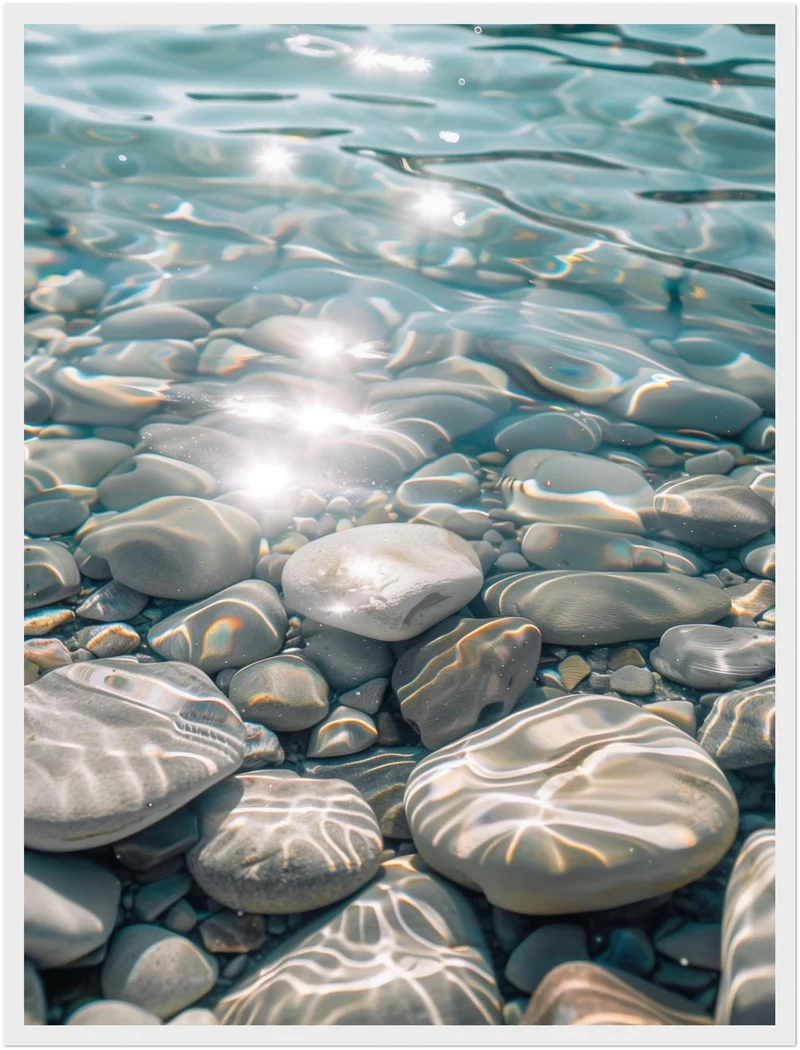 Kieselsteine im klaren Wasser Poster