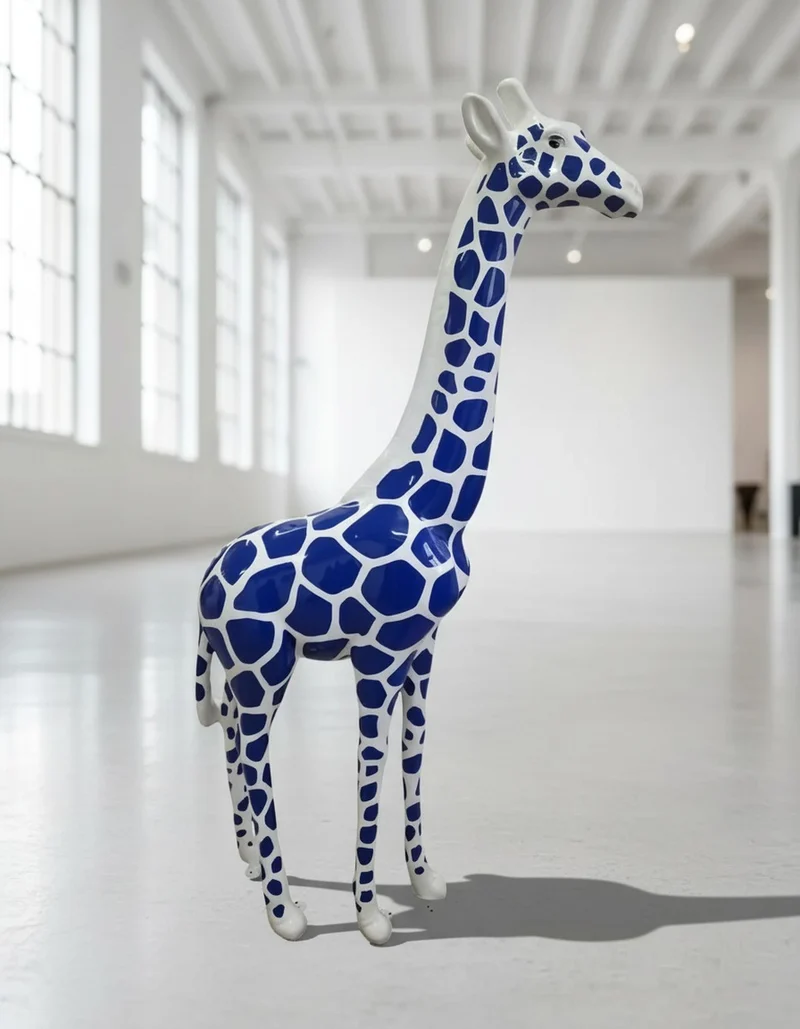 Casa Padrino Luxus Deko Skulptur Giraffe Design H. 210 cm - Riesige Gartenskulptur - Lebensgroße Skulptur - XXL Deko Skulptur - XXL Deko Figur