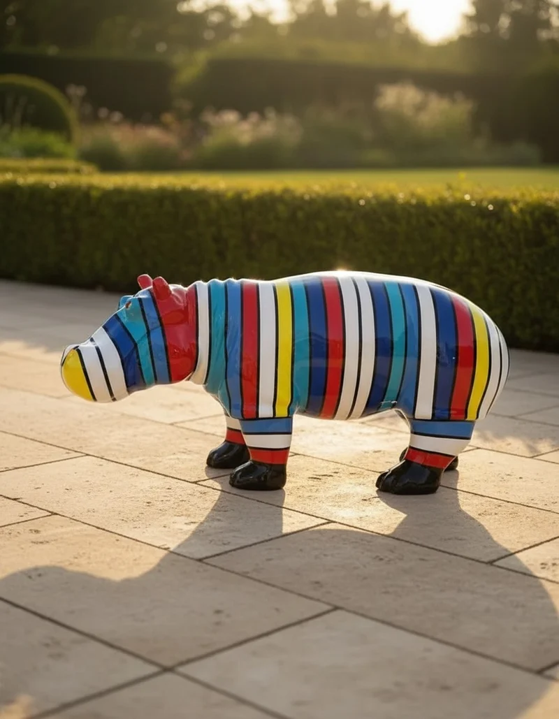Casa Padrino Luxus Deko Skulptur Nilpferd Rykiel H. 45 cm - Deko Skulptur - Deko Figur - Tierfigur - Gartendeko