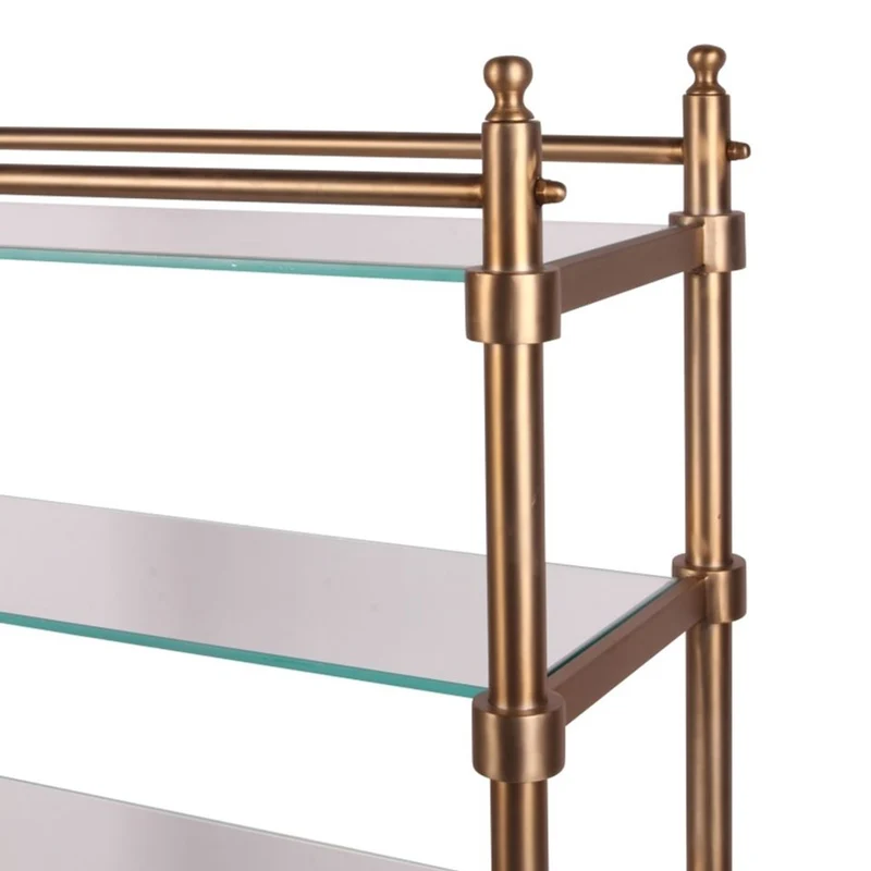Casa Padrino Luxus Metall Regalschrank mit Glasregalen Gold H. 130 cm - Metall Möbel
