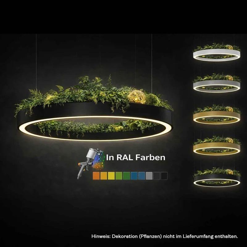 Pro Light LED Ring Pendelleuchte mit integrierter Pflanzenwanne - Sonderbau nach Maß