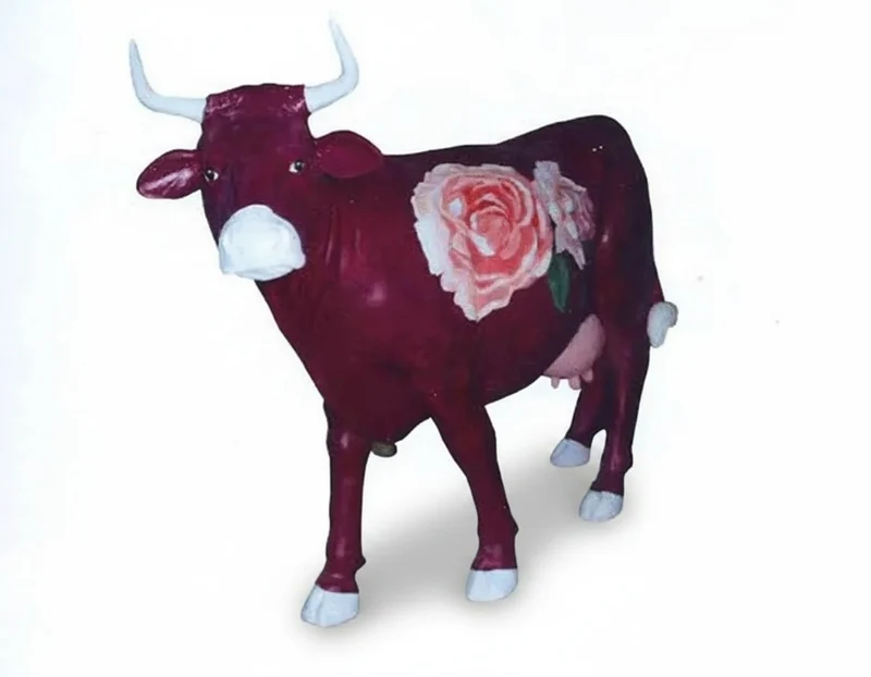 Casa Padrino Luxus Deko Skulptur Kuh Rosier H. 150 cm - Riesige Gartenskulptur - Lebensgroße Skulptur - XXL Deko Skulptur - XXL Deko Figur