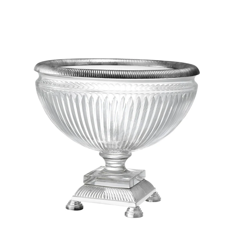 Eichholtz Bowl Burton Versilbert - Glasschale mit Metallrand auf Fuß