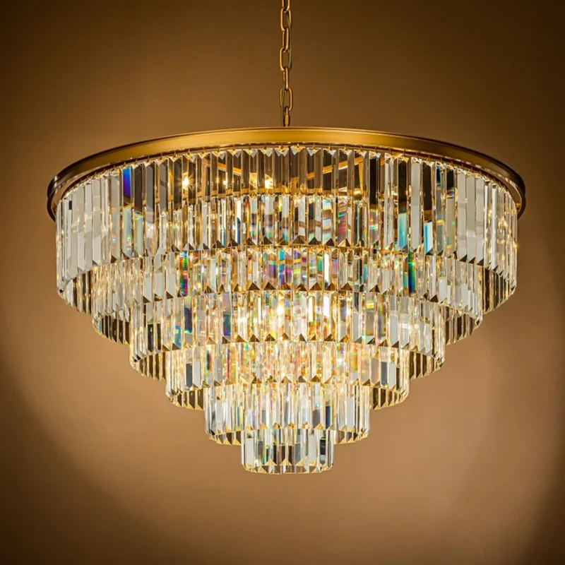 Casa Padrino Luxus Kronleuchter Gold Ø 112 x H. 67 cm - Siebenstufiger Kristall Lüster