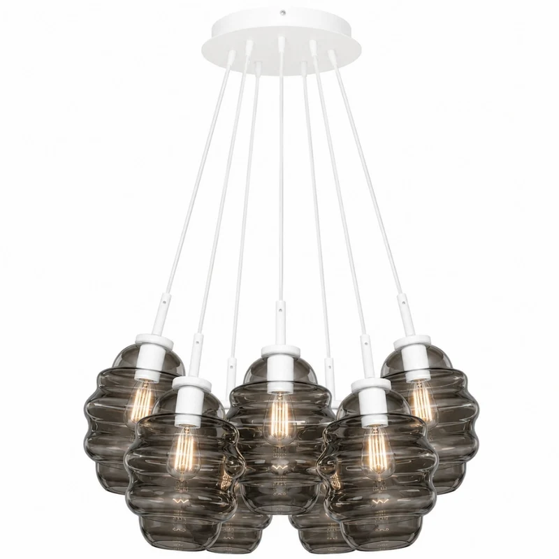 s.luce Echos Cluster Glas-Pendelleuchte 7-flammig 7x18cm