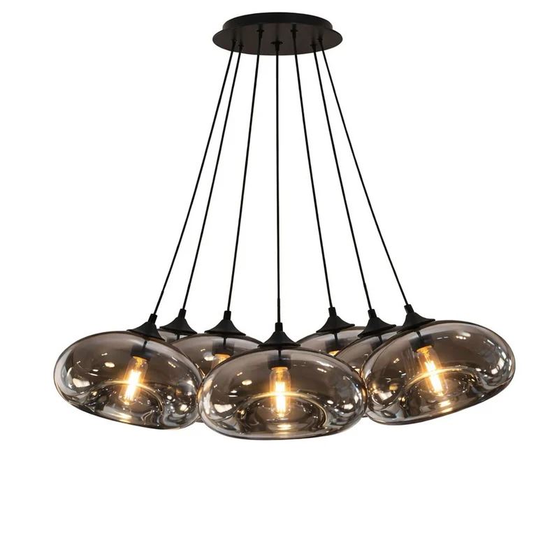 s.luce Cruet Cluster Glas-Pendelleuchte 7-flammig 7x28cm