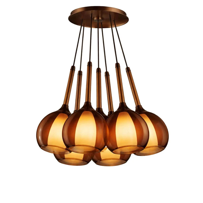 s.luce Belluna Cluster Glas-Pendelleuchte 7-flammig
