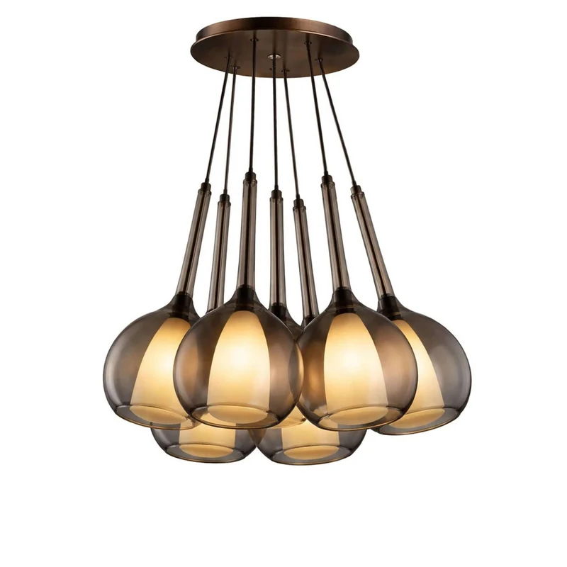 s.luce Belluna Cluster Glas-Pendelleuchte 7-flammig