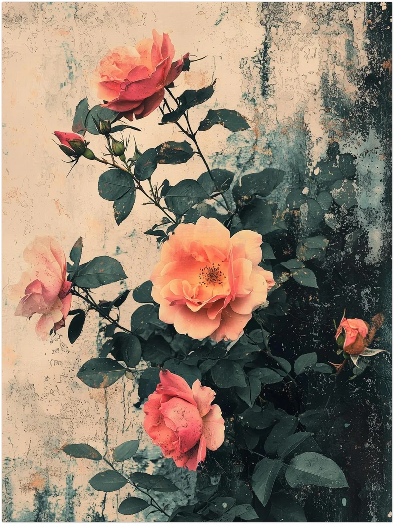 Rosen im Vintage-Look Leinwand