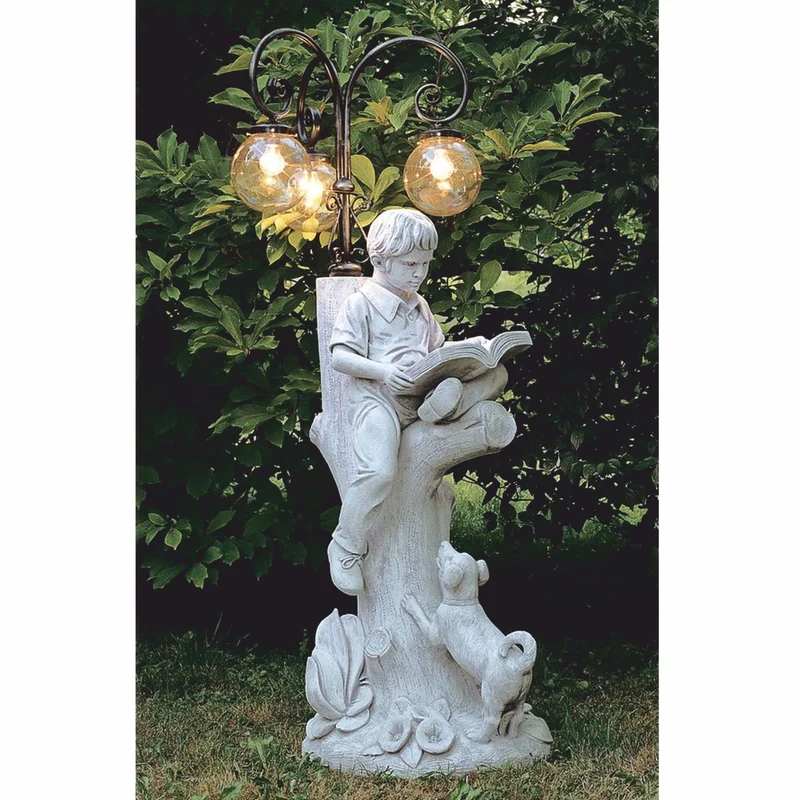 Casa Padrino Jugendstil Gartenlaterne Grau / Schwarz / Bernstein H. 181 cm - Jugendstil Außenstehleuchte - Jugendstil Außenbeleuchtung - Made in Italy