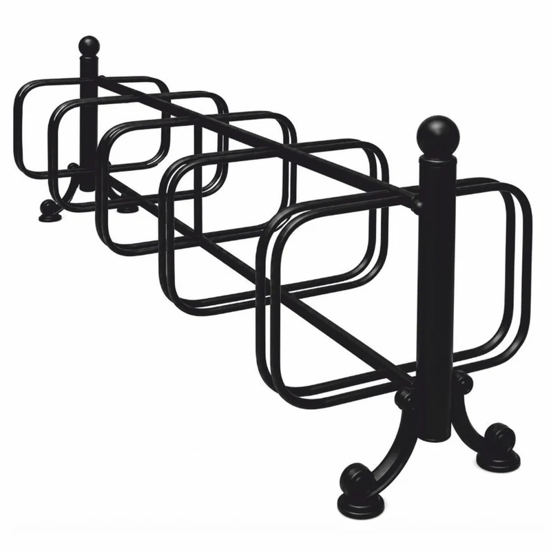 Casa Padrino Jugendstil Fahrradständer Schwarz 250 cm - Nostalgischer Doppelseitiger Metall Fahrradständer - Restaurant und Café Accessoires