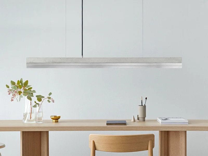 Gantlights C1 LED-Pendelleuchte 122cm Beton Holz