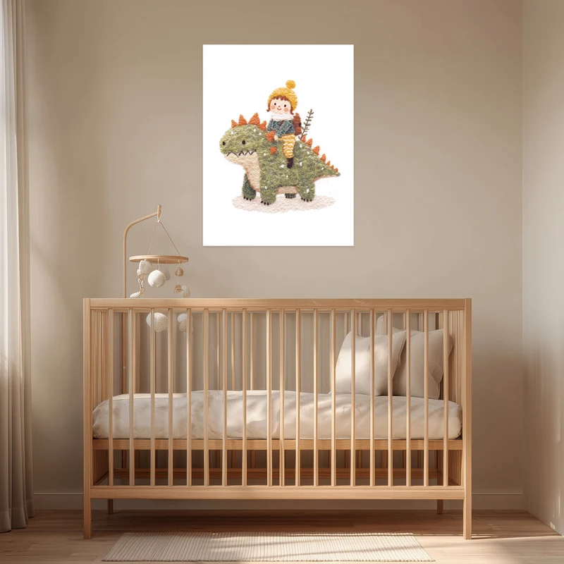 Kind auf Dinosaurier Poster