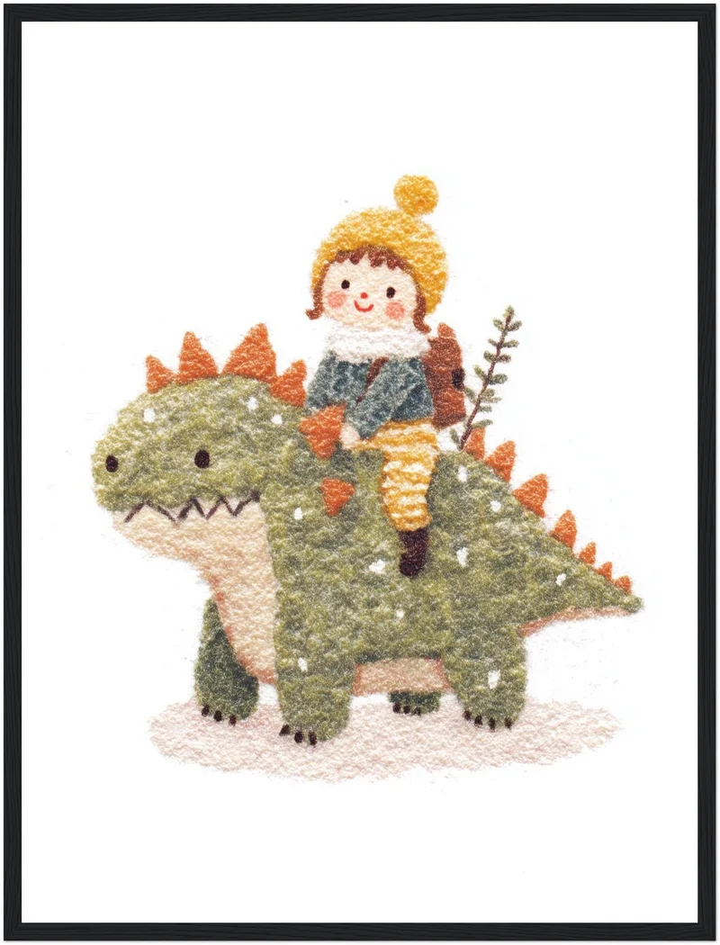 Kind auf Dinosaurier Poster