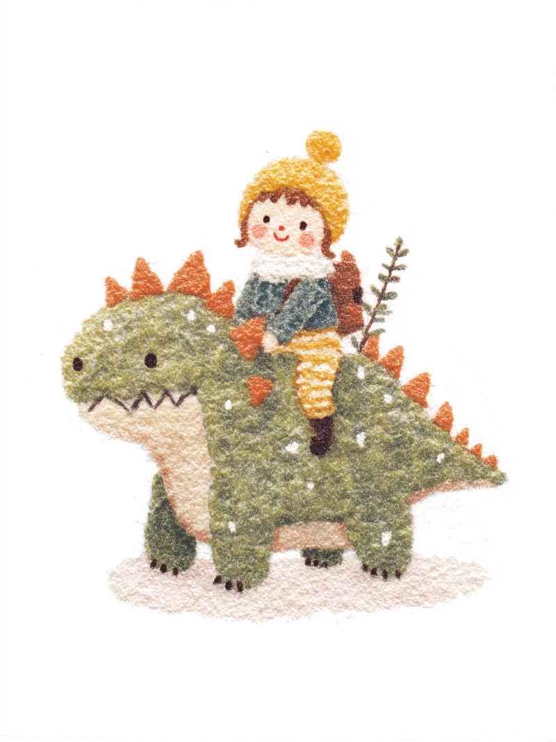 Kind auf Dinosaurier Poster