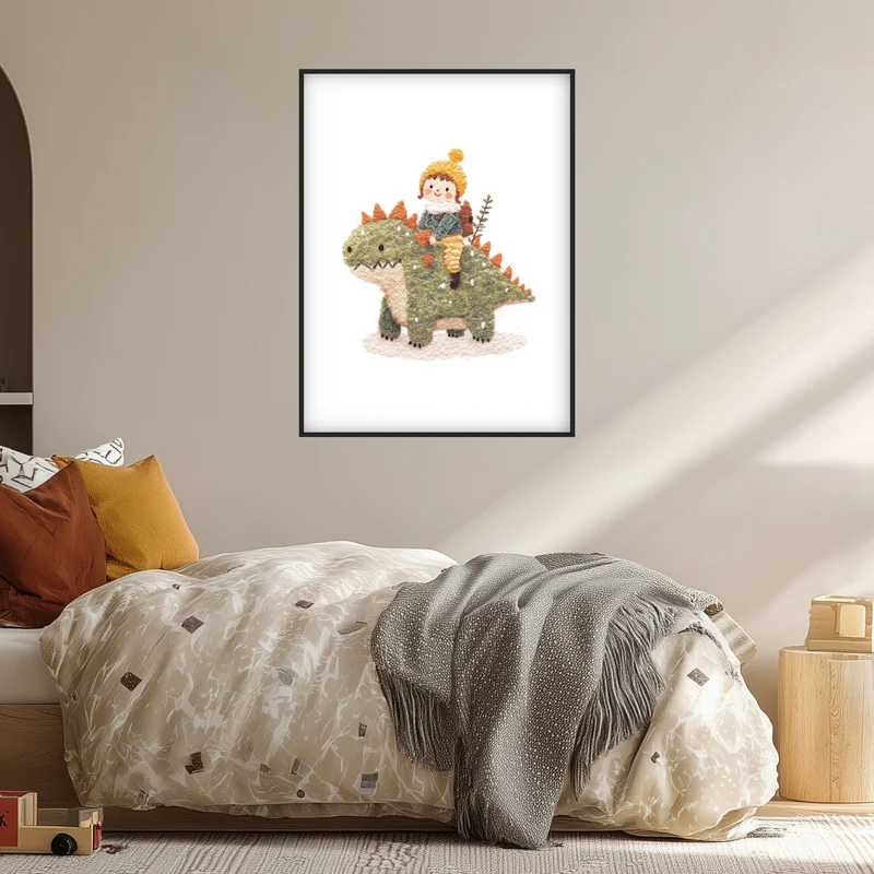 Kind auf Dinosaurier Poster