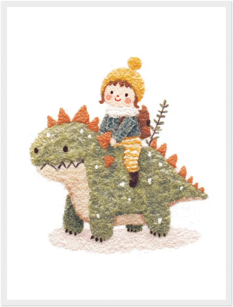 Kind auf Dinosaurier Poster