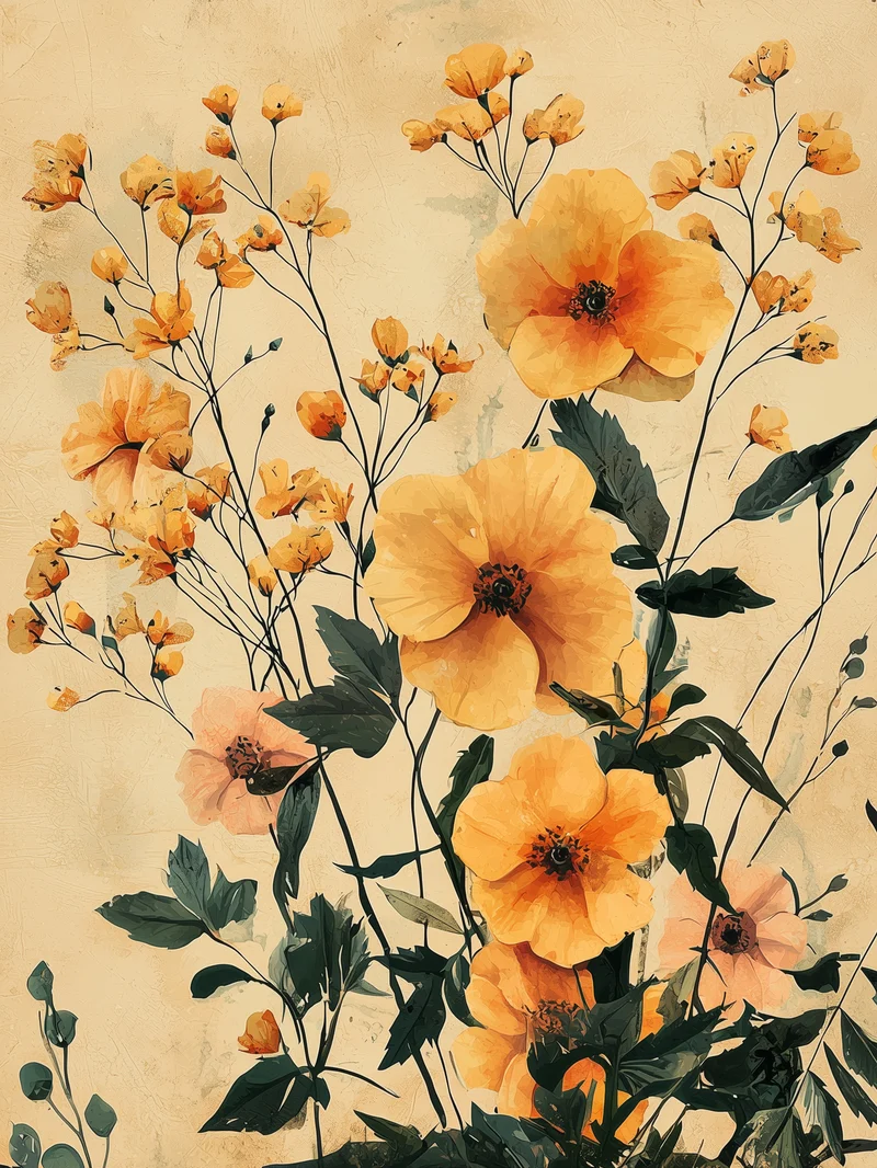 Blumenpracht im Vintage-Stil Poster