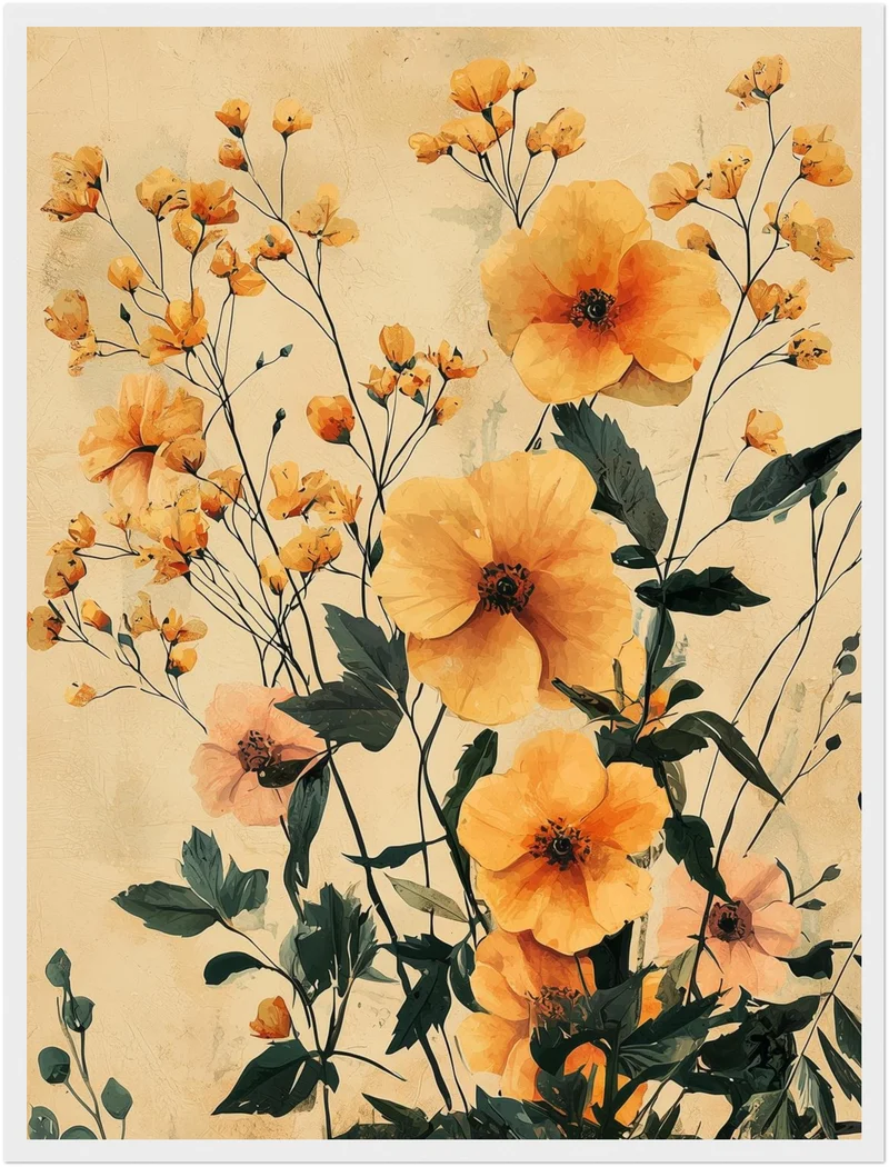 Blumenpracht im Vintage-Stil Poster