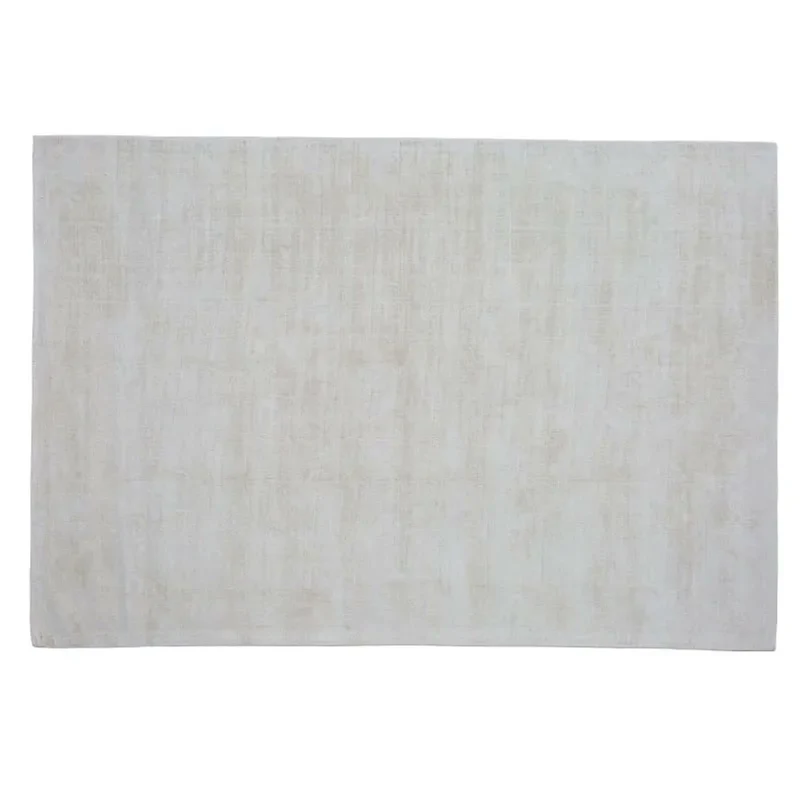 Casa Padrino Luxus Teppich Creme 280 x 360 cm - Unifarbener Viskose Teppich in Vintage Optik
