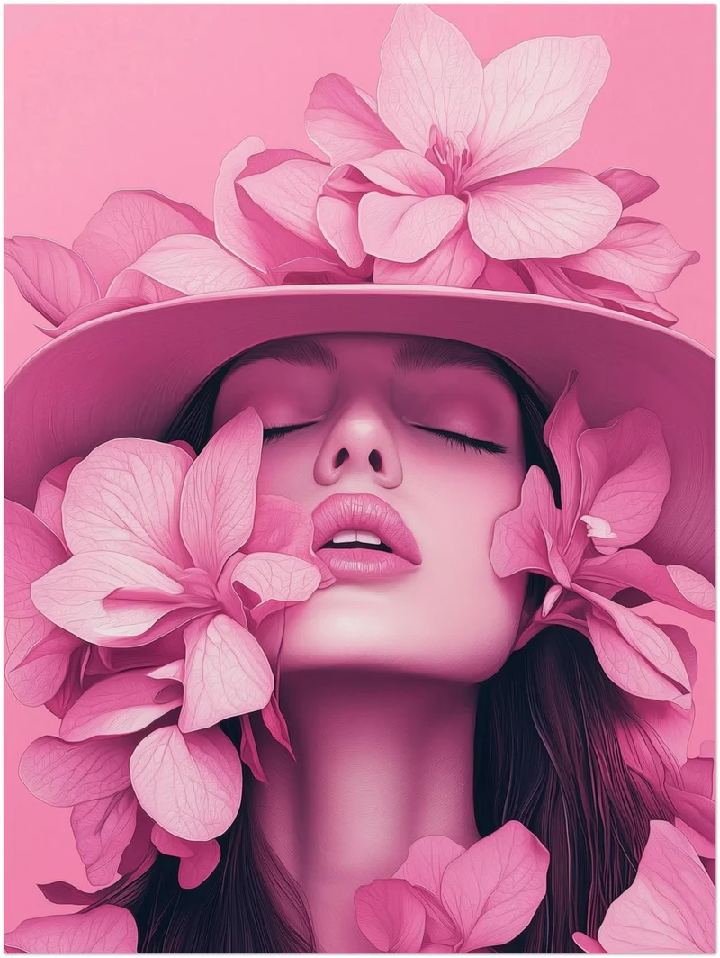 Blumentraum im Rosa Leinwand