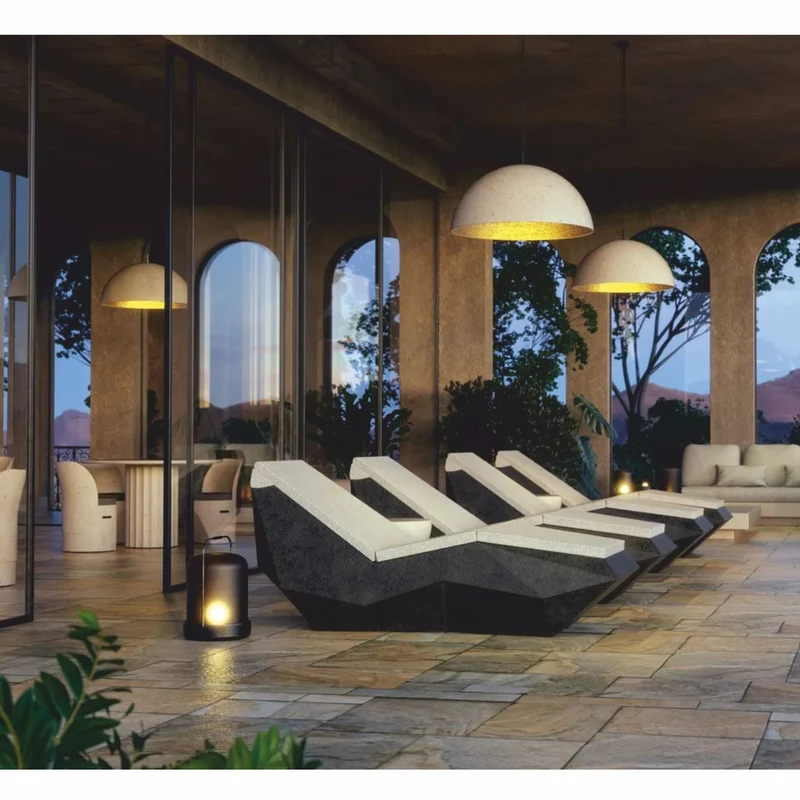 Casa Padrino Luxus Gartenliege Matt Schwarz / Creme 192 cm - Hotel & Garten Möbel