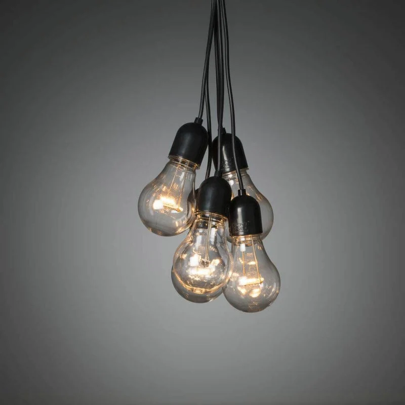 LED Lichtervorhang 20 klare Birnen 160 bernsteinfarbene Dioden IP44
